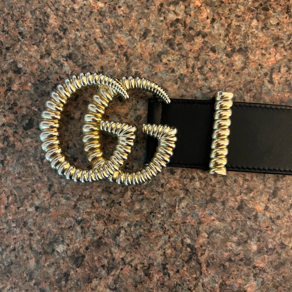 Gucci Black Belt with Gold GG Buckle